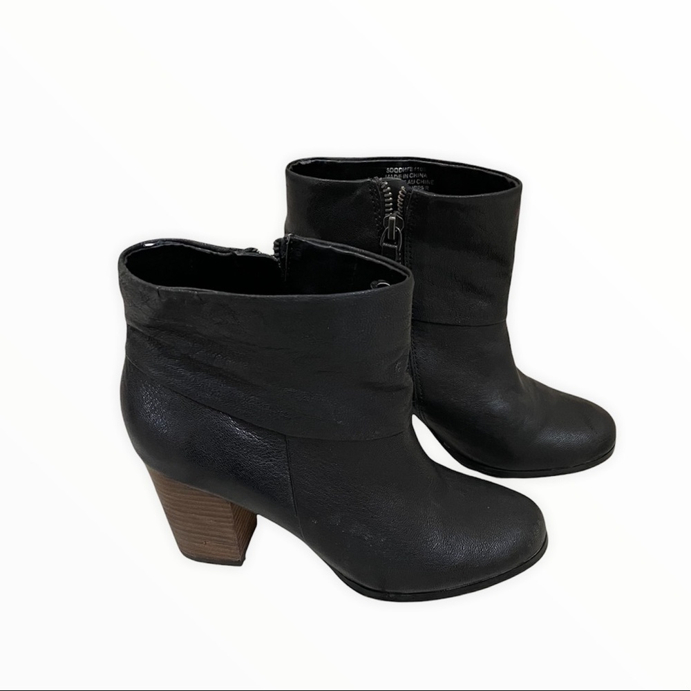 Quad Comfort 7.5 black ankle boots leather neutral minimalist Womens zipper - Picture 1 of 10